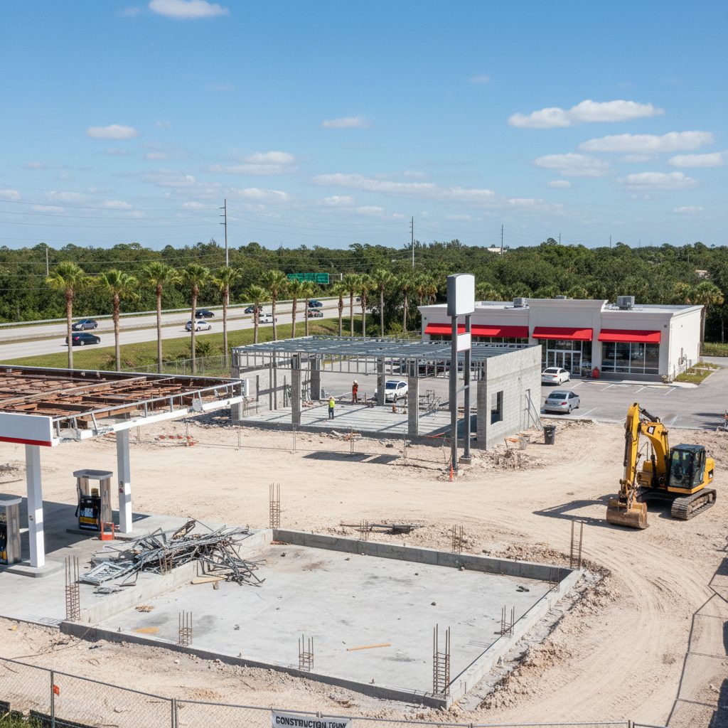 Gas Station Pad Redevelopment in Florida — Florida gas station property photograph