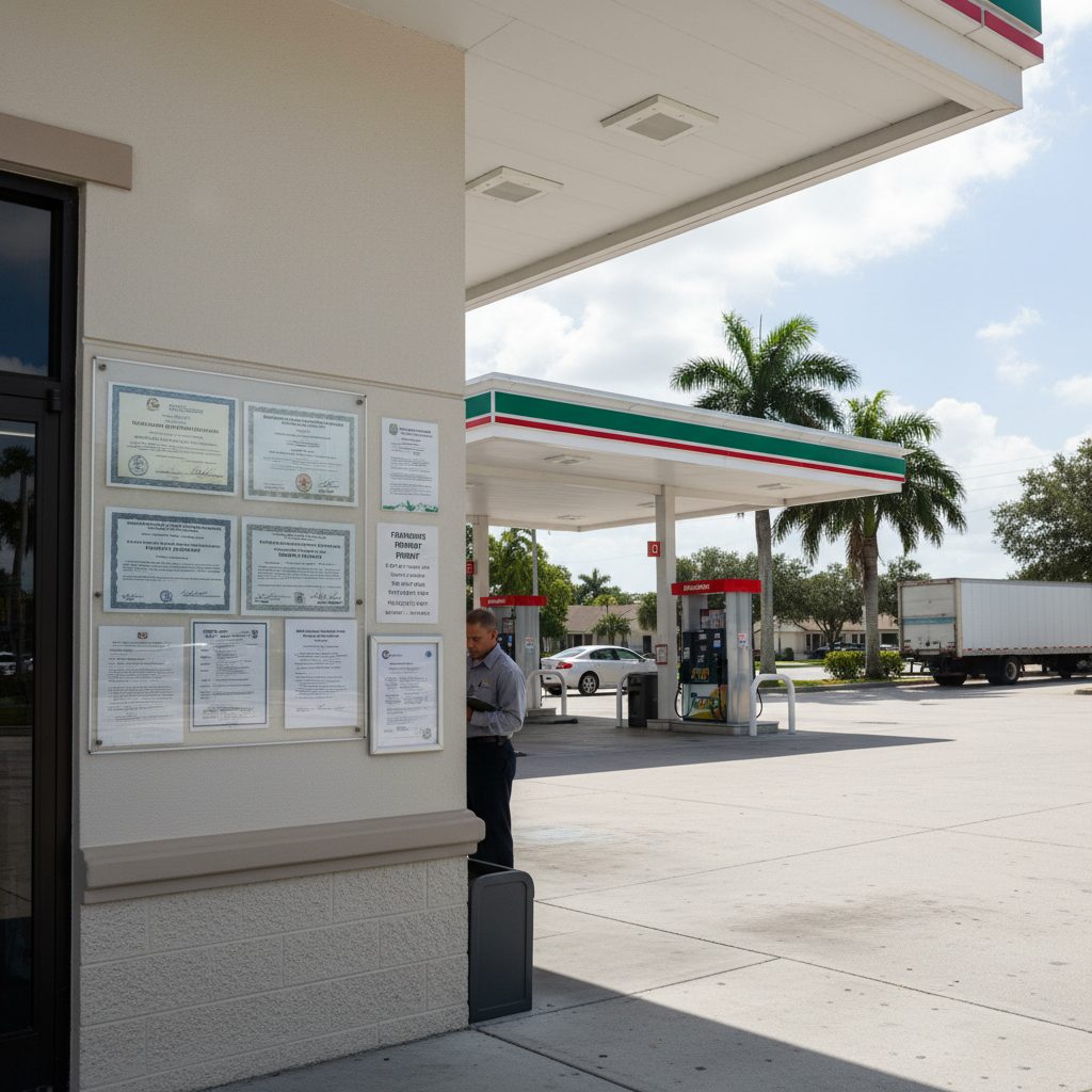 Permits Required to Operate a Service Station in Florida — Florida gas station property photograph