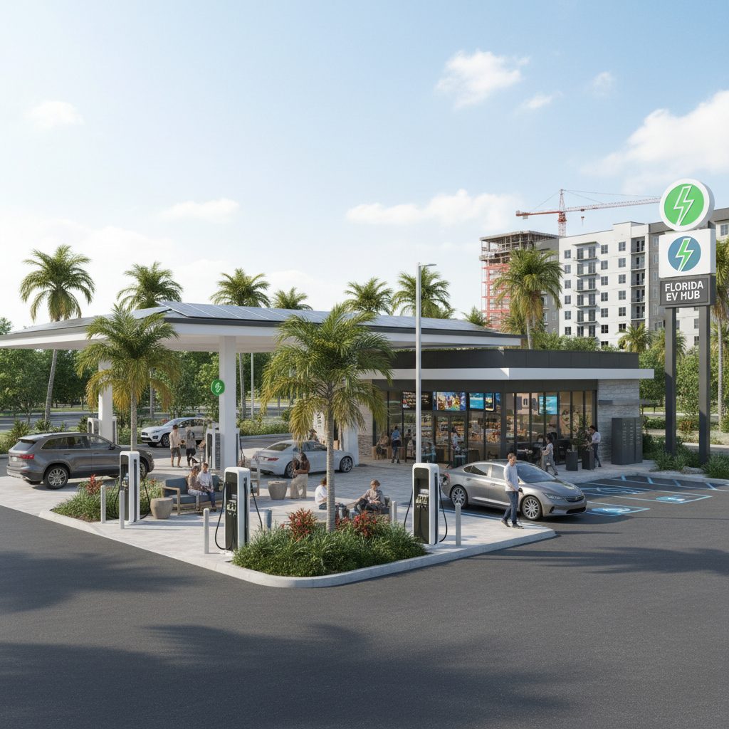 How EV Charging Will Reshape Florida Gas Station Real Estate — Florida gas station property photograph