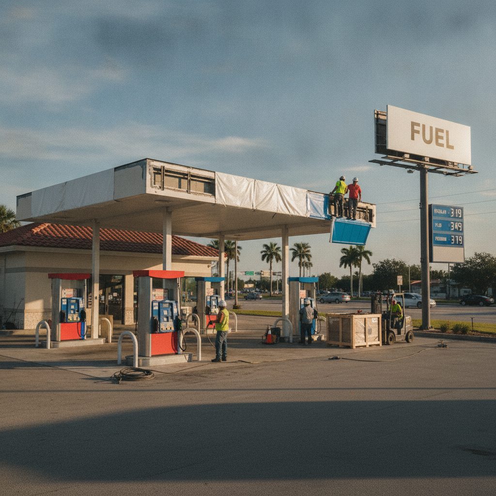 How to Convert a Branded Gas Station to Unbranded in Florida — Florida gas station property photograph